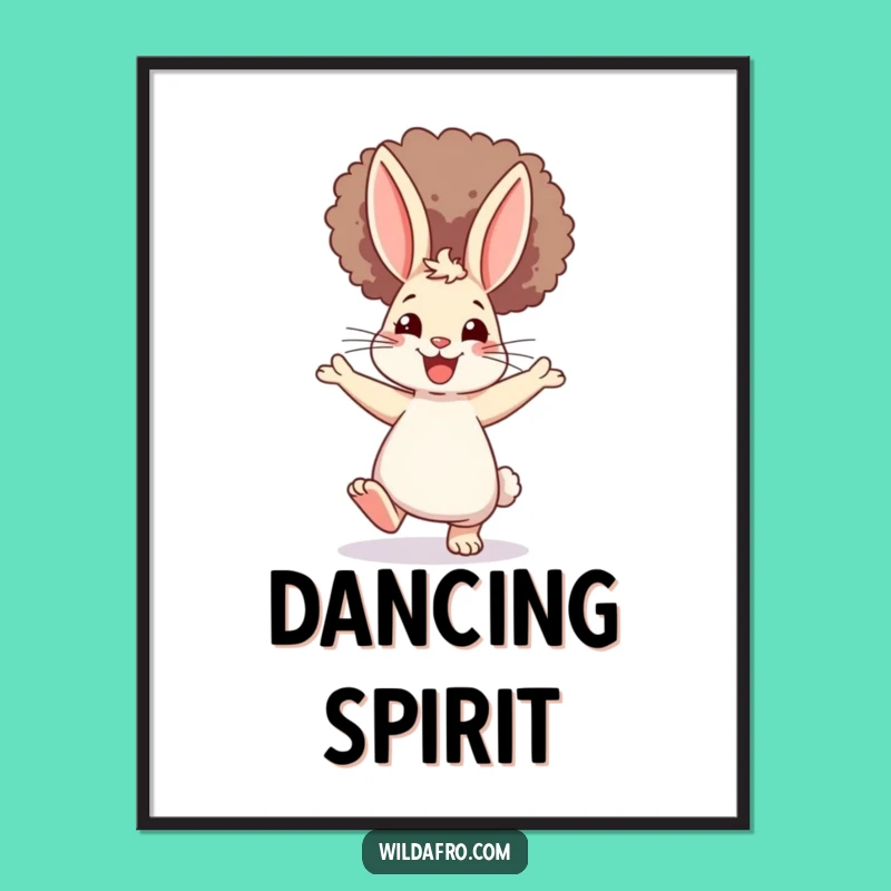 Funny Rabbit Afro Dancer Print: Joyful, Groovy Art for Instant Wall Decor