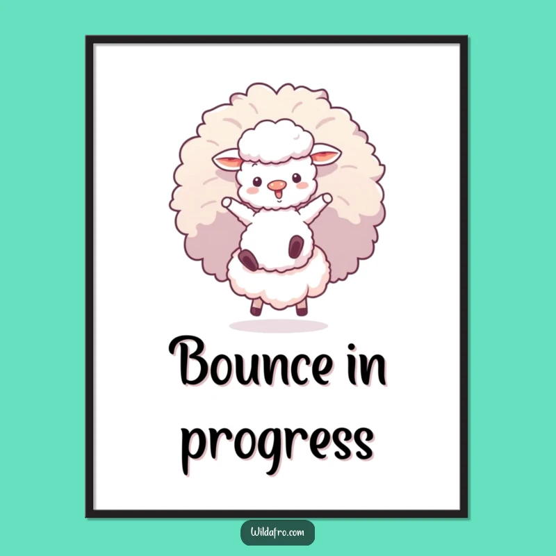 Funny Sheep Afro Puff Digital Print: Hilarious Instant Retro Decor