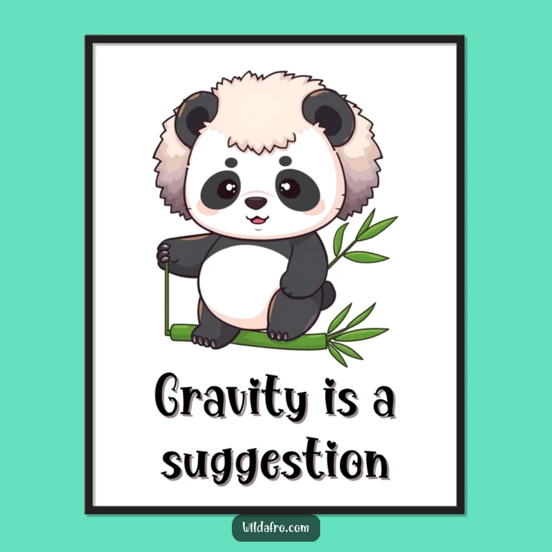 Funny Panda Afro Bamboo Balance Digital Art - Instant Zen Download Gift