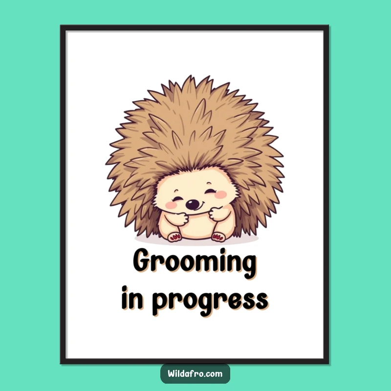 Funny Hedgehog Afro Digital Art: Instant Download for Humorous Decor