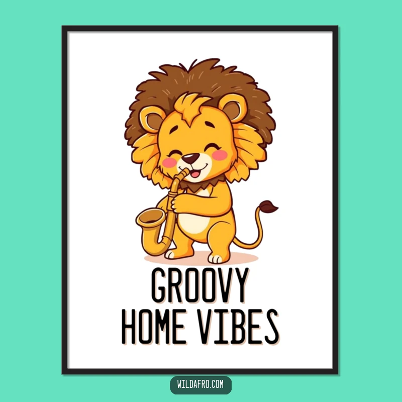 Instant Download Lion Saxophone Afro Art - Funny Music Decor for Your Space!