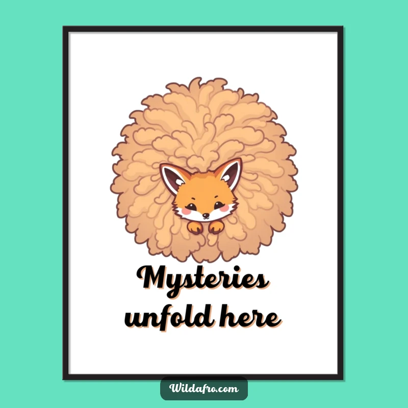 Instant Funny Fox Afro Digital Print: Mysterious Art for Your Walls!