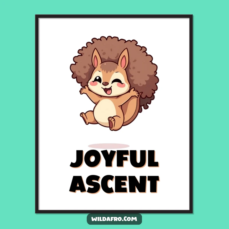 Funny Squirrel Afro Jump Print: Dynamic Art for Instant Energetic Decor