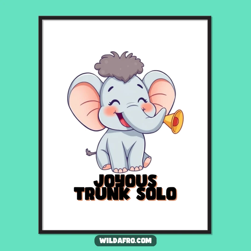 Funny Giggling Elephant Afro Digital Art - Instant Joy Download