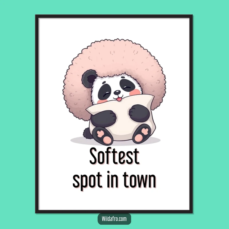 Funny Panda Afro Digital Print: Adorable Panda Art for Instant Decor