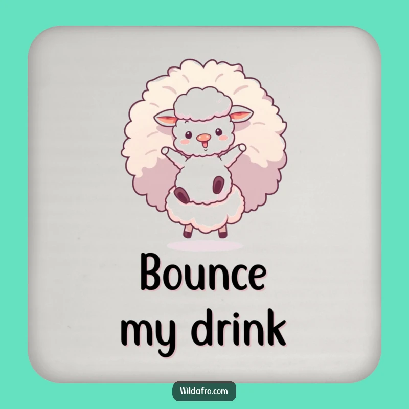 Funny Sheep Afro Puff Coaster: Hilarious Tabletop Groove