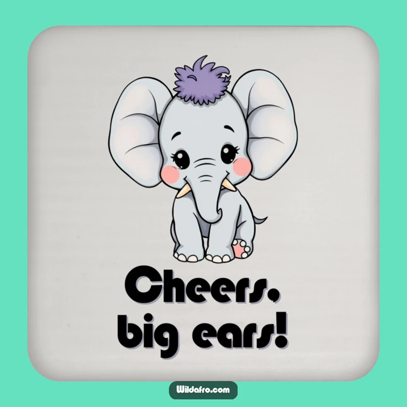 Funny Elephant Afro Coaster - Joyful Pachyderm Protection Gift