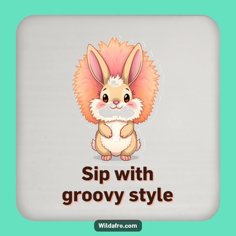 Funny Bunny Afro Coaster Set - Protect Surfaces with Groovy Humor