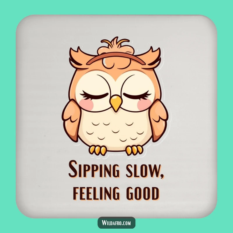 Funny Coasters: Set of Owl with Afro Headband for Humorous Table Protection
