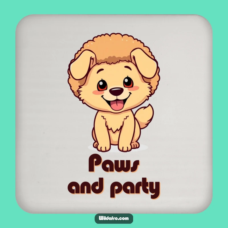 Funny Dog Afro Coasters: Happy Wagging Tail Character Set Gift