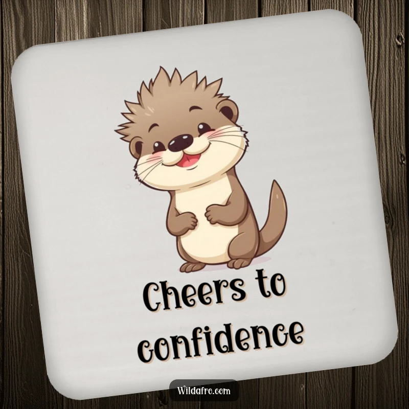 Funny Otter Coaster with Spiky Afro and Confident Pose - Cool Drinkware