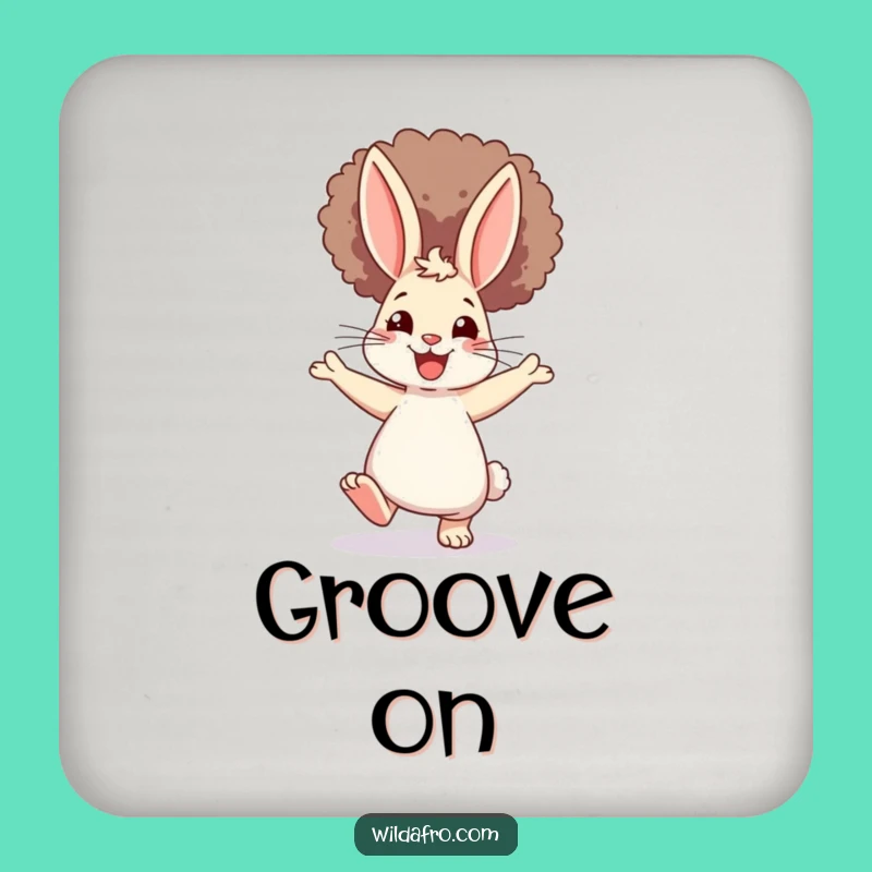 Funny Rabbit Afro Dance Coaster: Protect Surfaces with Joyful, Groovy Style