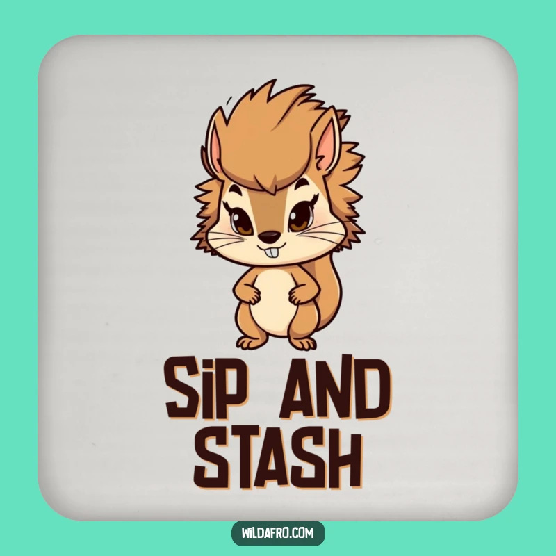 Funny Squirrel Afro Coaster - Bushy Haired Collector Drink Protector, Novelty Gift