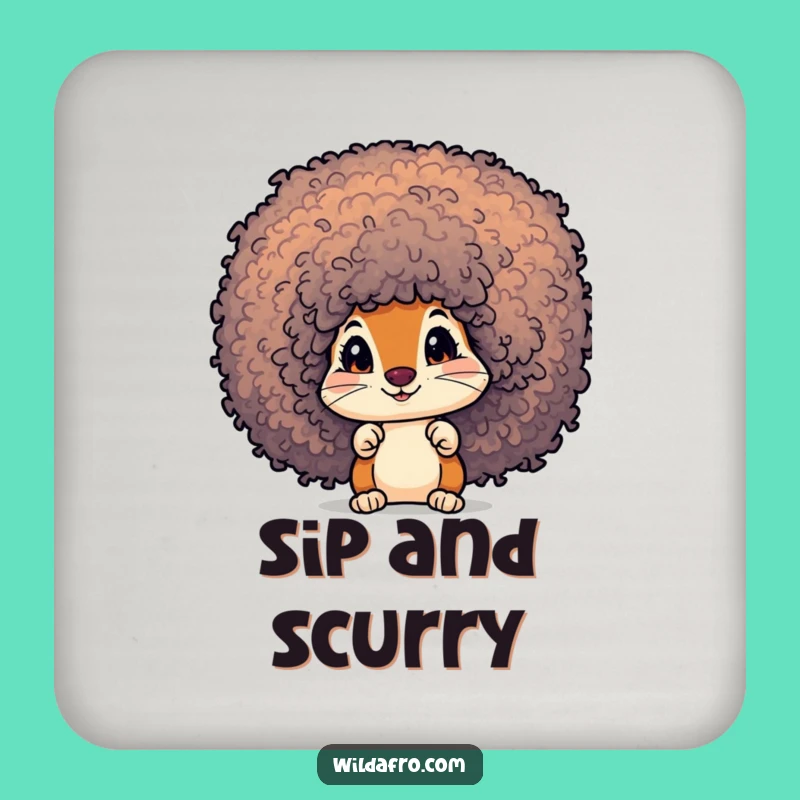 Funny Squirrel Afro Coasters: Curious Character Peek Set Gift
