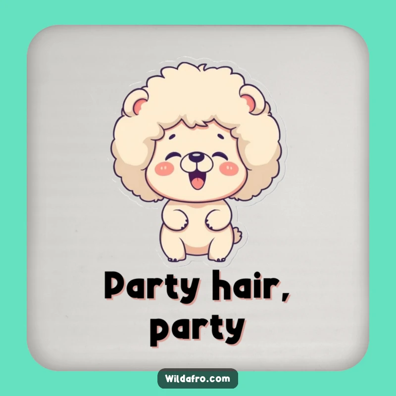Funny Bear Afro Coaster - Protect Surfaces with Retro Fun Gift