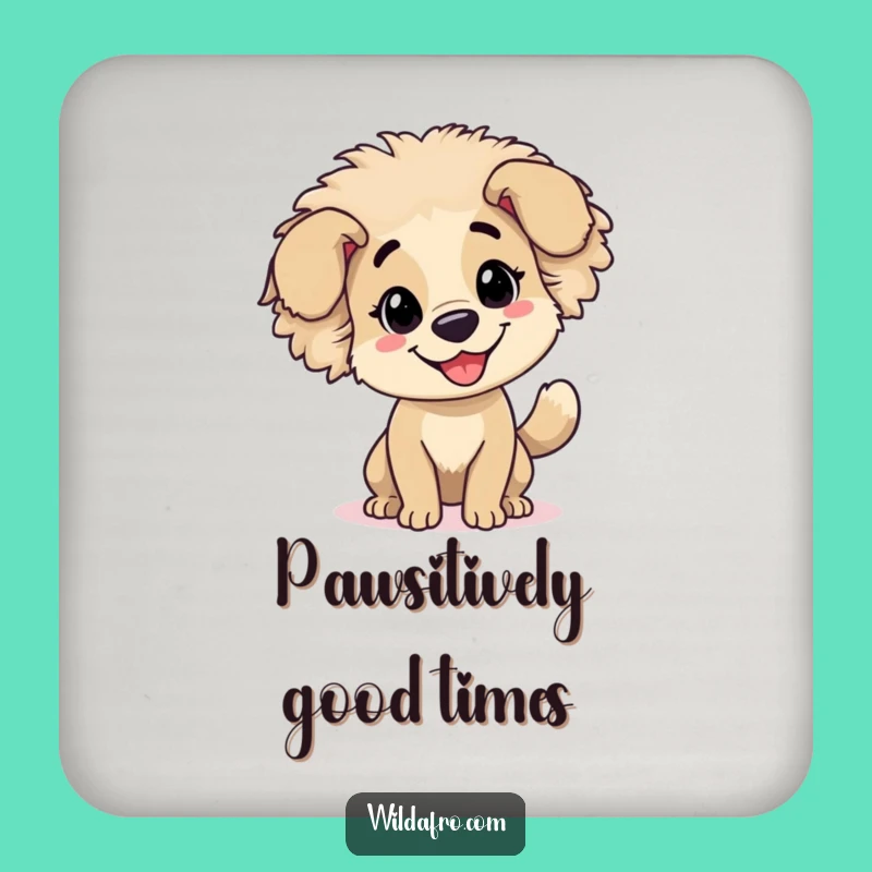 Funny Dog Afro Coaster Set - Cheerful Wagging Tail Drink Protection, Gift Pack