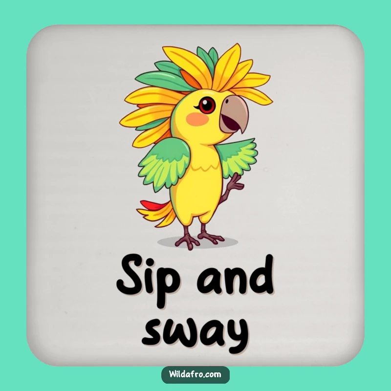 Funny Parrot Afro Coaster: Dancing Character Flaunting Vibrant Afro for a Fun Gift