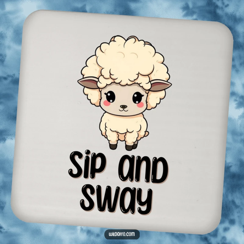 Funny sheep coaster, cute with a voluminous afro, bobbing its head, a charming and functional accessory. A lovely funny gift.
