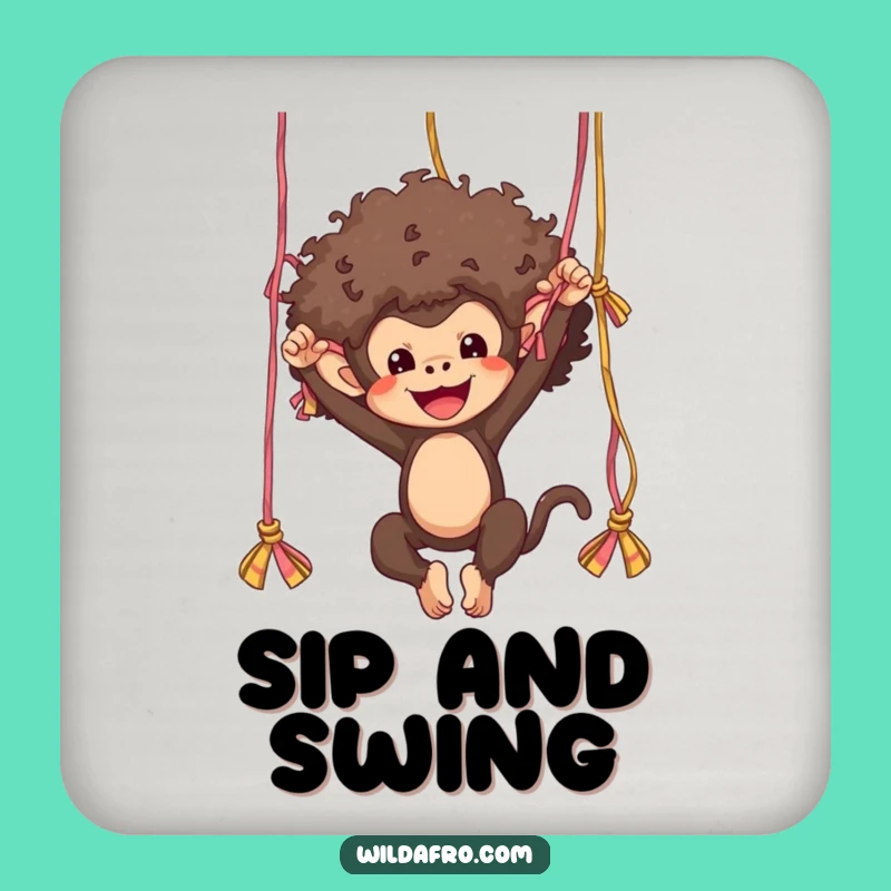 Funny Monkey Afro Yarn Swing Coaster - Desktop Humor Gift