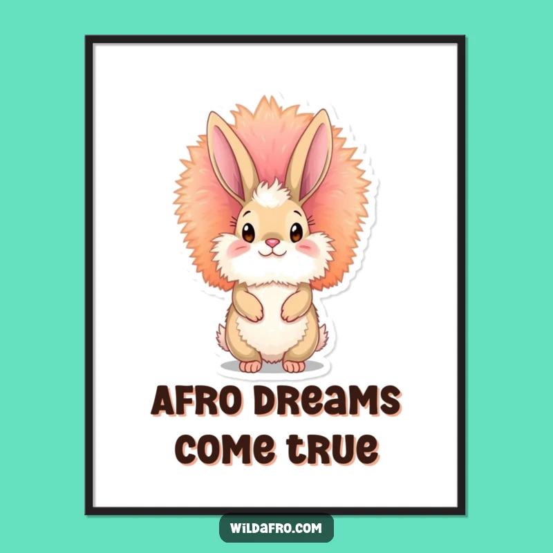 Funny Bunny Afro Poster - Groovy Hair Art for Fun Wall Decor