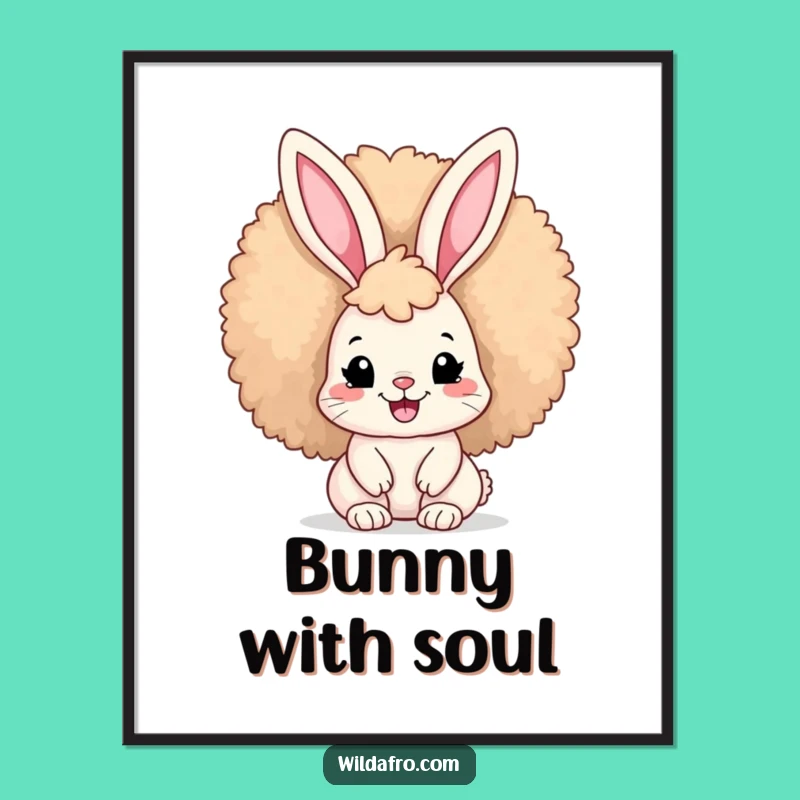 Funny Afro Bunny Poster: Humorous Wall Art, Perfect Gift for Happy Homes