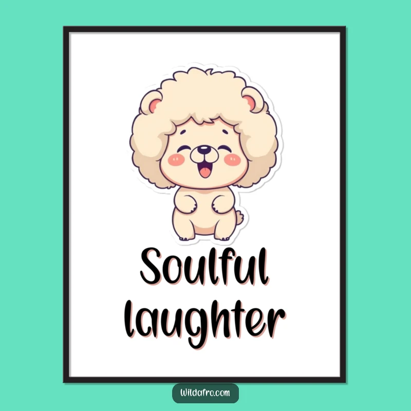 Funny Bear Afro Giggle Poster - Retro Wall Art for a Happy Vibe Gift