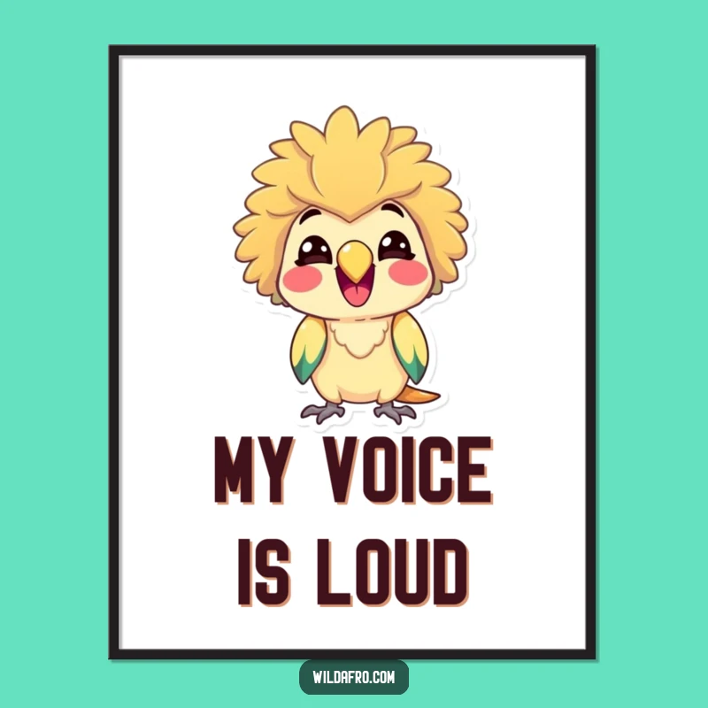 Funny Delighted Parrot Afro Poster - Cheerful Wall Art