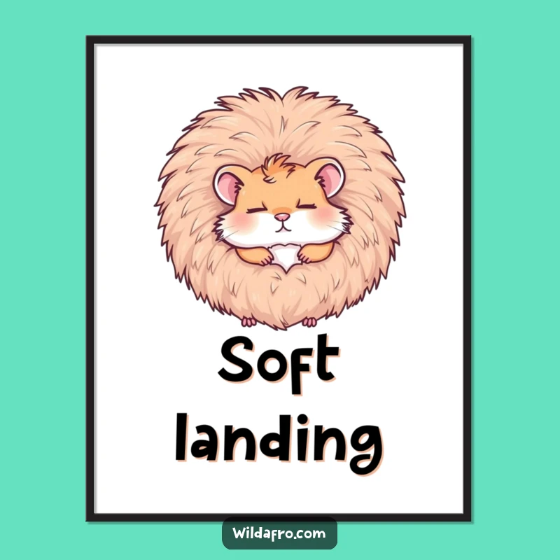 Funny Hamster Afro Nap Poster: Wacky Wall Art for a Hilarious, Unique Space!