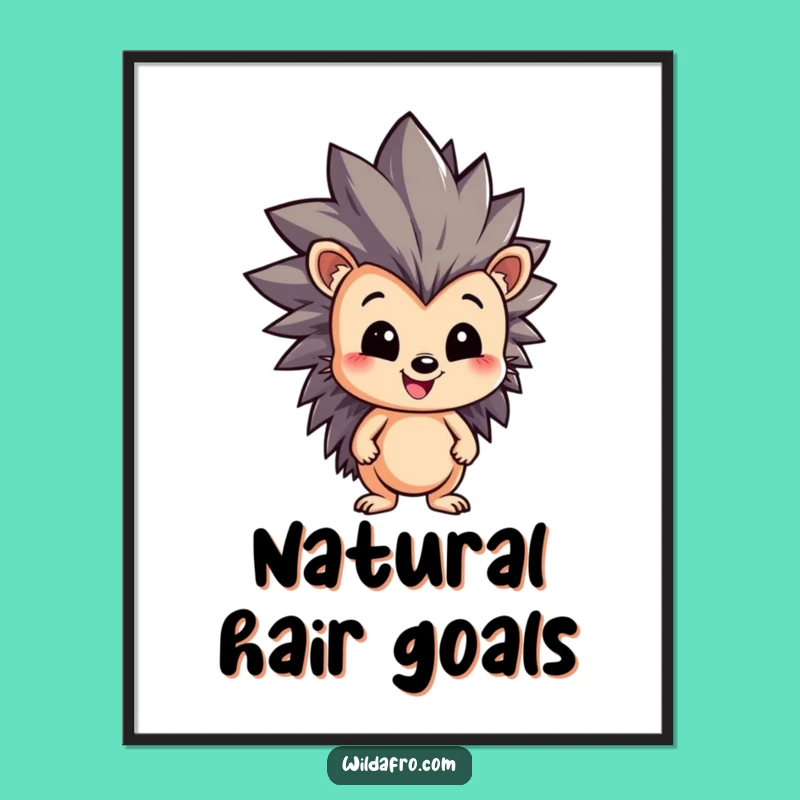 Funny Hedgehog Afro Poster - Brighten Your Walls with Spiky Art Gift