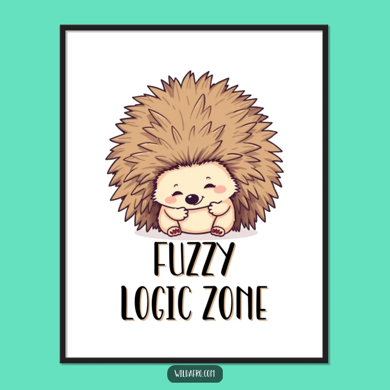Funny Hedgehog Afro Poster: Whimsical Wall Art for Laughter & Decor