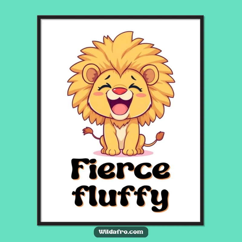 Funny Lion Cub Afro Poster - Playful Wall Art & Gift