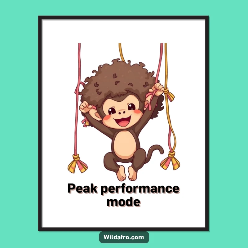 Funny Monkey Afro Yarn Swing Poster - Whimsical Wall Art Gift