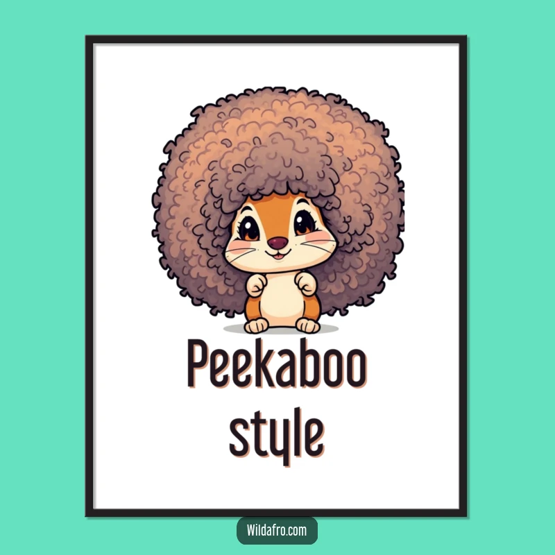 Funny Squirrel Afro Poster: Curious Character Peek Art Gift