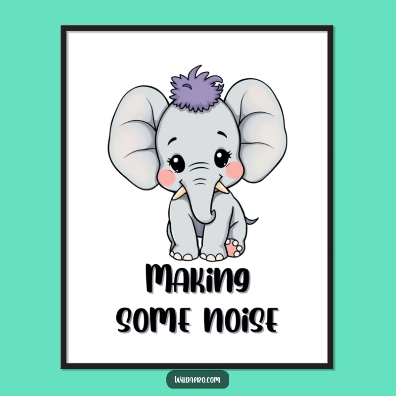 Funny Elephant Afro Poster - Joyful Pachyderm Wall Art Gift