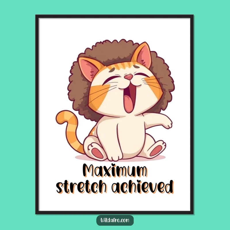 Funny Cat Afro Poster: Hilarious Sleepy Feline Art for Wall Decor
