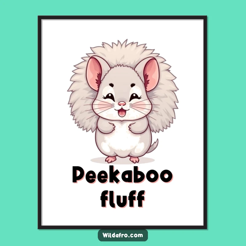 Funny Chinchilla Afro Poster: Giggling Character Hiding for a Cute Gift