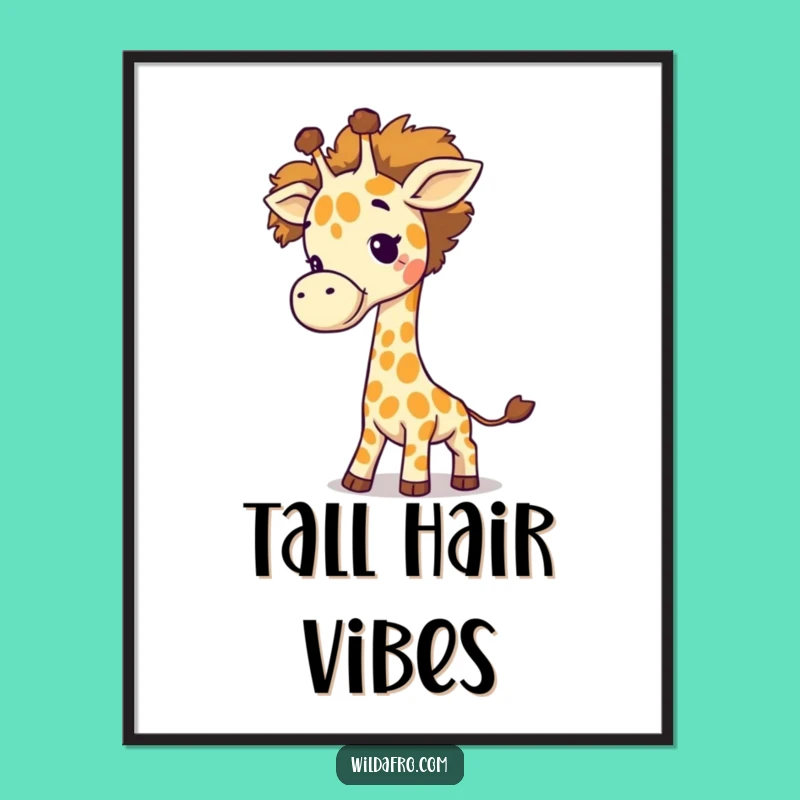 Whimsical Giraffe Afro Tail Poster - Add Funny Charm to Your Wall Art!