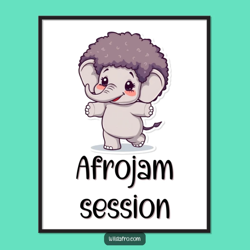 Wall Wobbler Elephant Afro Wig Poster - Add Funny Dance Vibes to Your Decor!