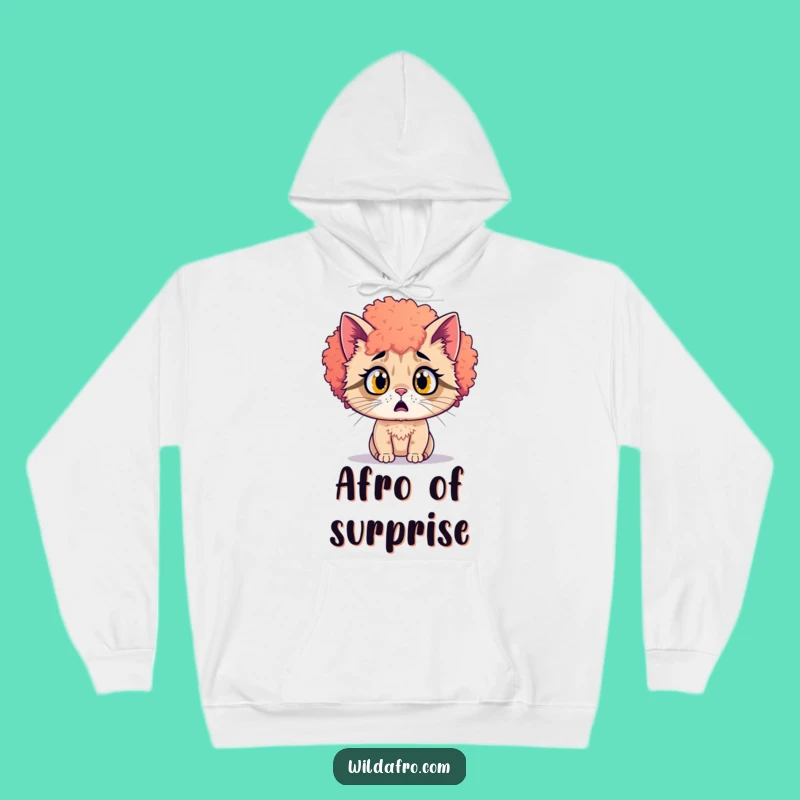 Funny Cat Shocked Afro Hoodie - Cozy Surprise Comfort with Funky Style Gift