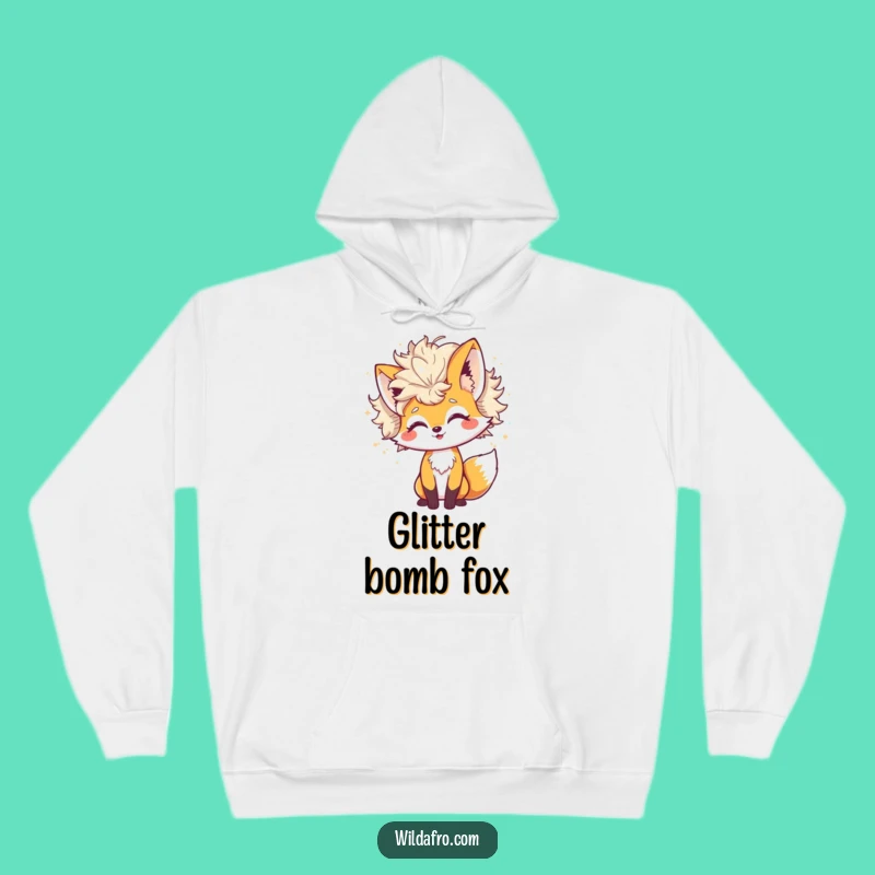 Cozy Funny Fox Glitter Afro Hoodie: Cheerful Character Warmth with Shimmering Style