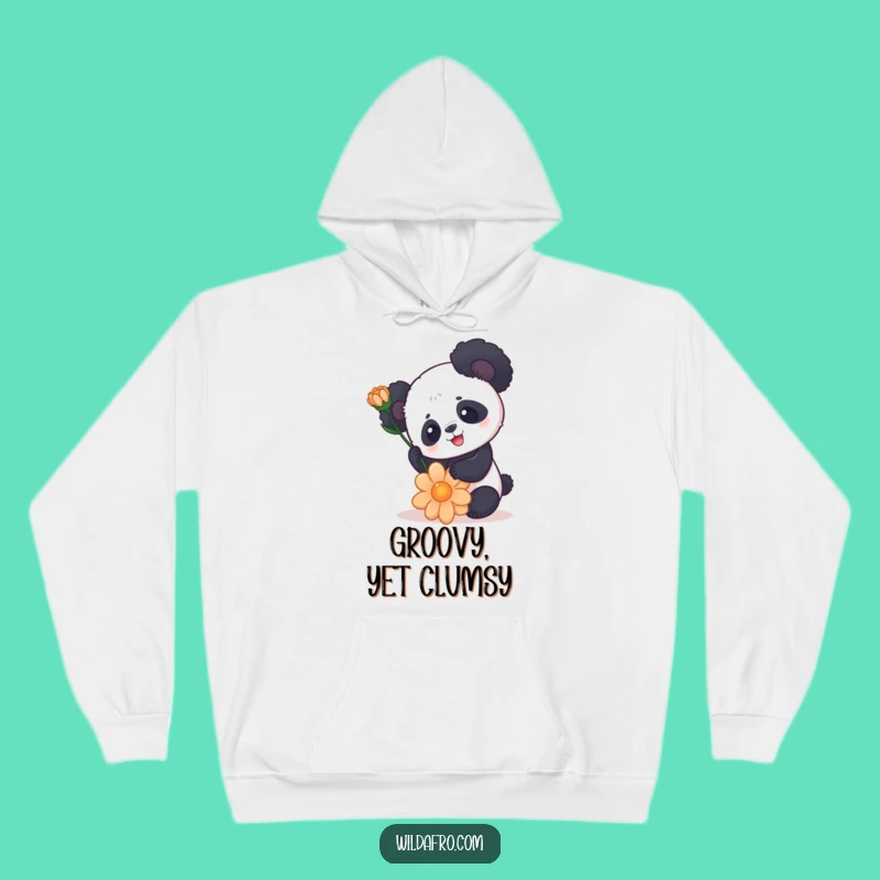 Cozy Funny Panda Afro Hoodie - Adorable Animal Gift with Flower Balance Design