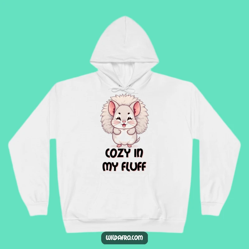 Funny Chinchilla Afro Hoodie: Giggling Character Hiding for a Cute Gift