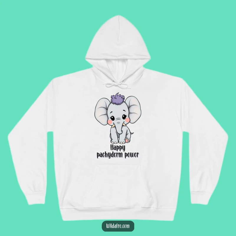 Funny Elephant Afro Hoodie - Cozy Pachyderm Comfort with Joyful Style