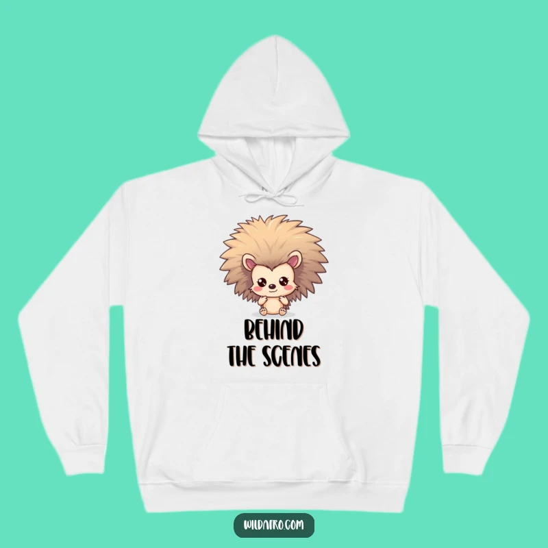 Funny Hedgehog Afro Hoodie: Shy Character Hiding Gift