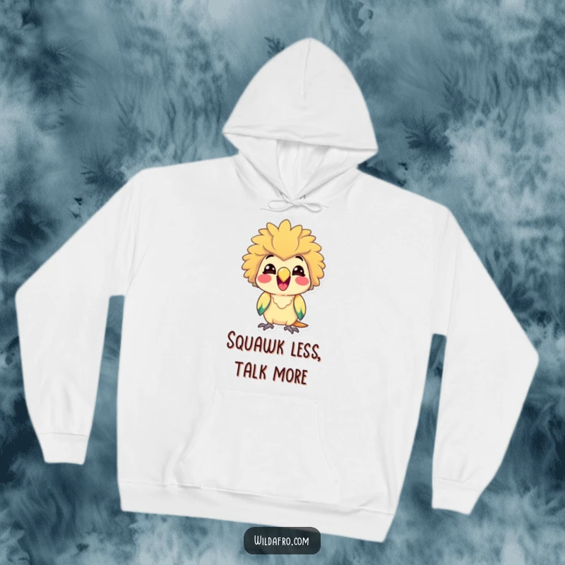 Funny Parrot Hoodie with Afro, Delighted and Squawking Cheerfully, Cozy and Joyful Apparel