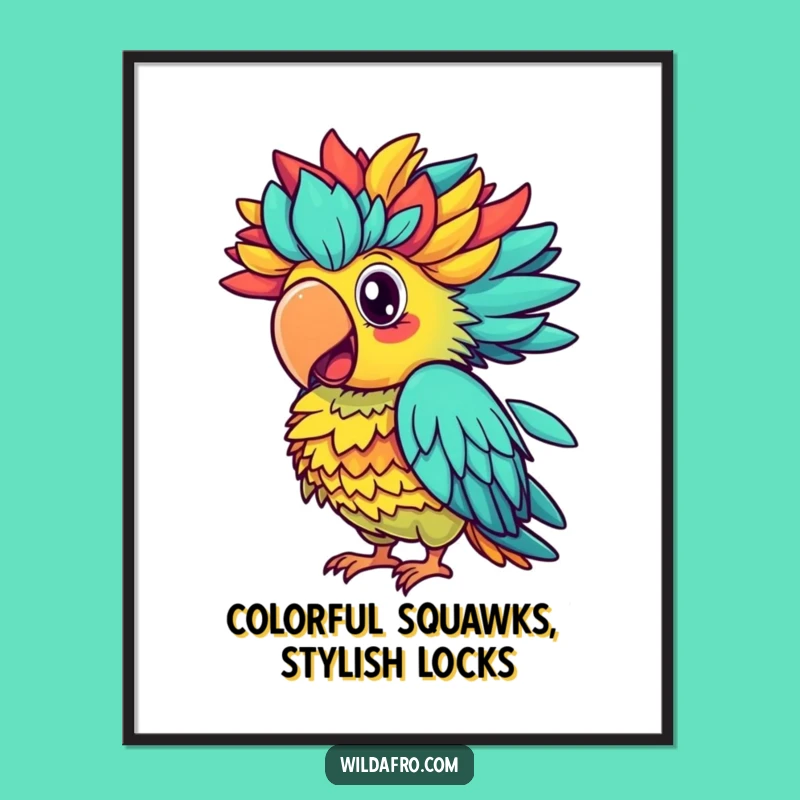 Free Printable Parrot Wall Art: Afro Squawks Downloadable for Tropical Decor