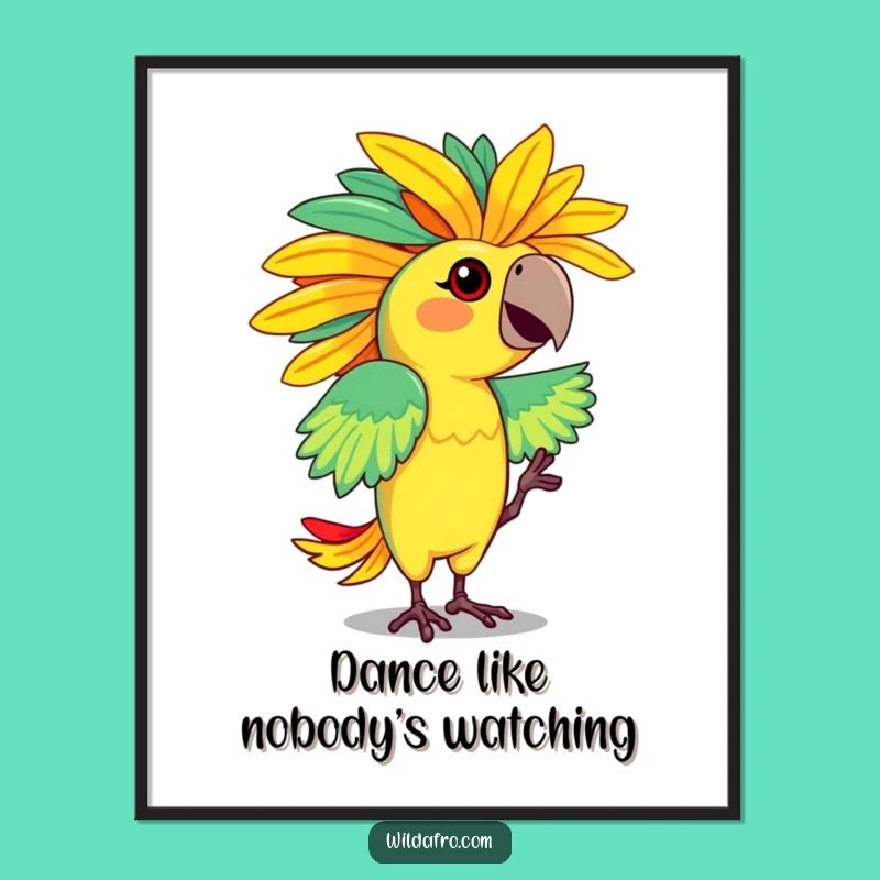 Free Printable Wall Art: Dancing Parrot Afro, Tropical Downloadable Decor Piece