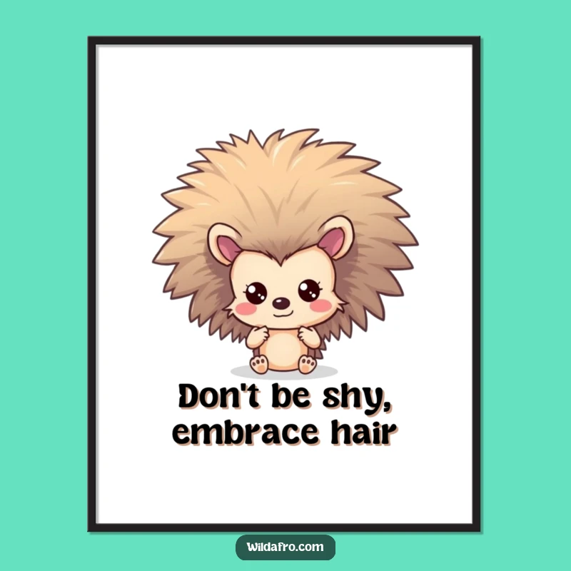 Cute Free Printable Wall Art: Hedgehog Afro, Whimsical Decor