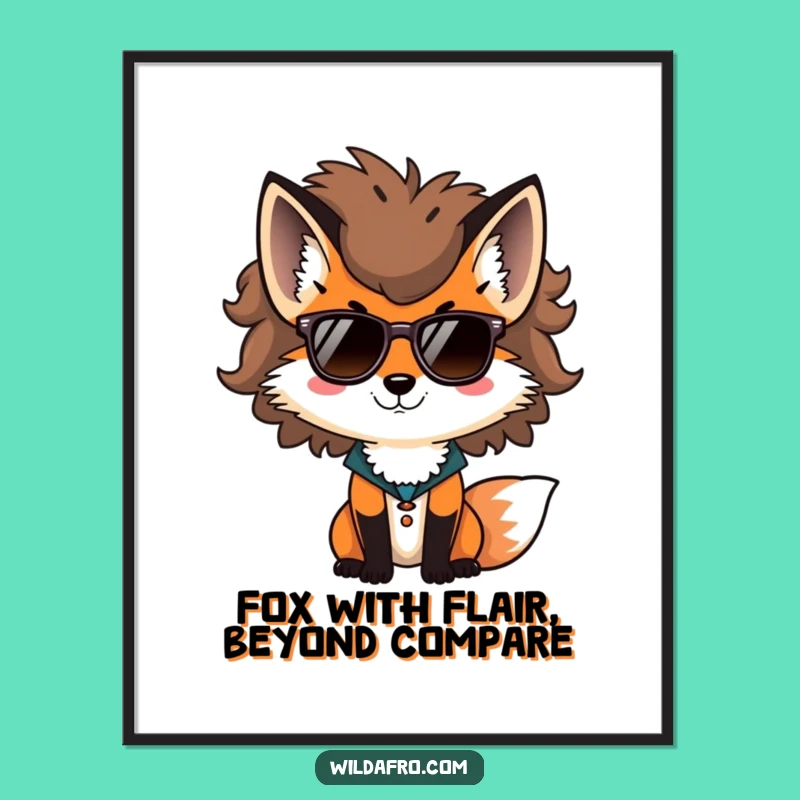Free Printable Fox Wall Art: Afro Cool Downloadable for Hipster Decor