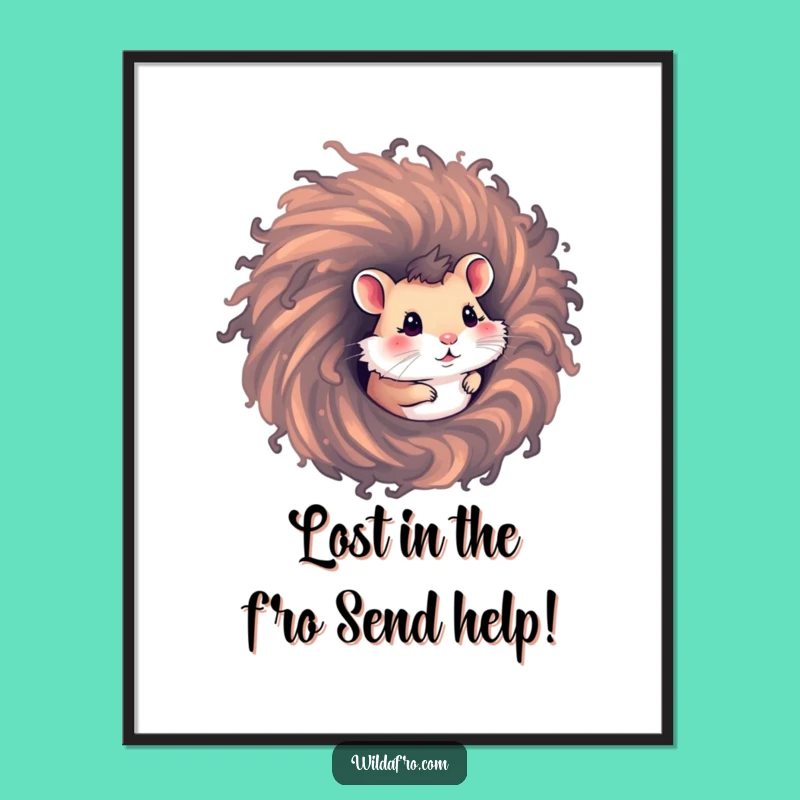 Free Printable Wall Art: Funny Hamster Afro Vortex Poster, Downloadable Quirky Decor